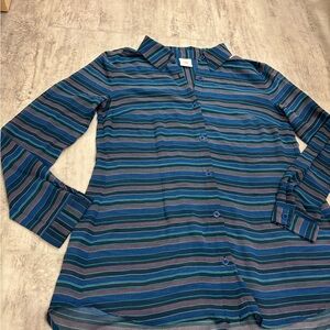 CAbi Blue Striped Blouse